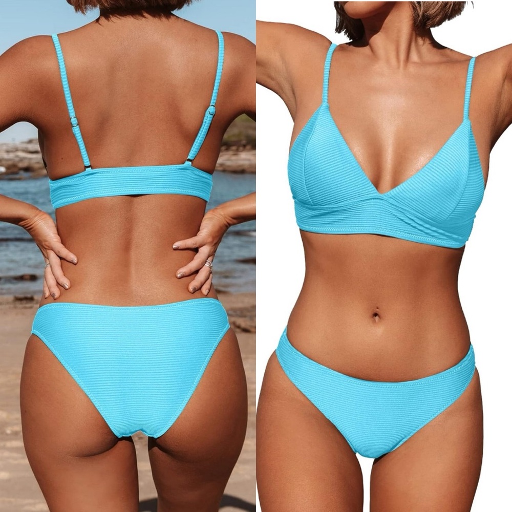 NWT Women Bikini Set Solid Color Sexy Triangle Two Piece Swimsuit SIZE M